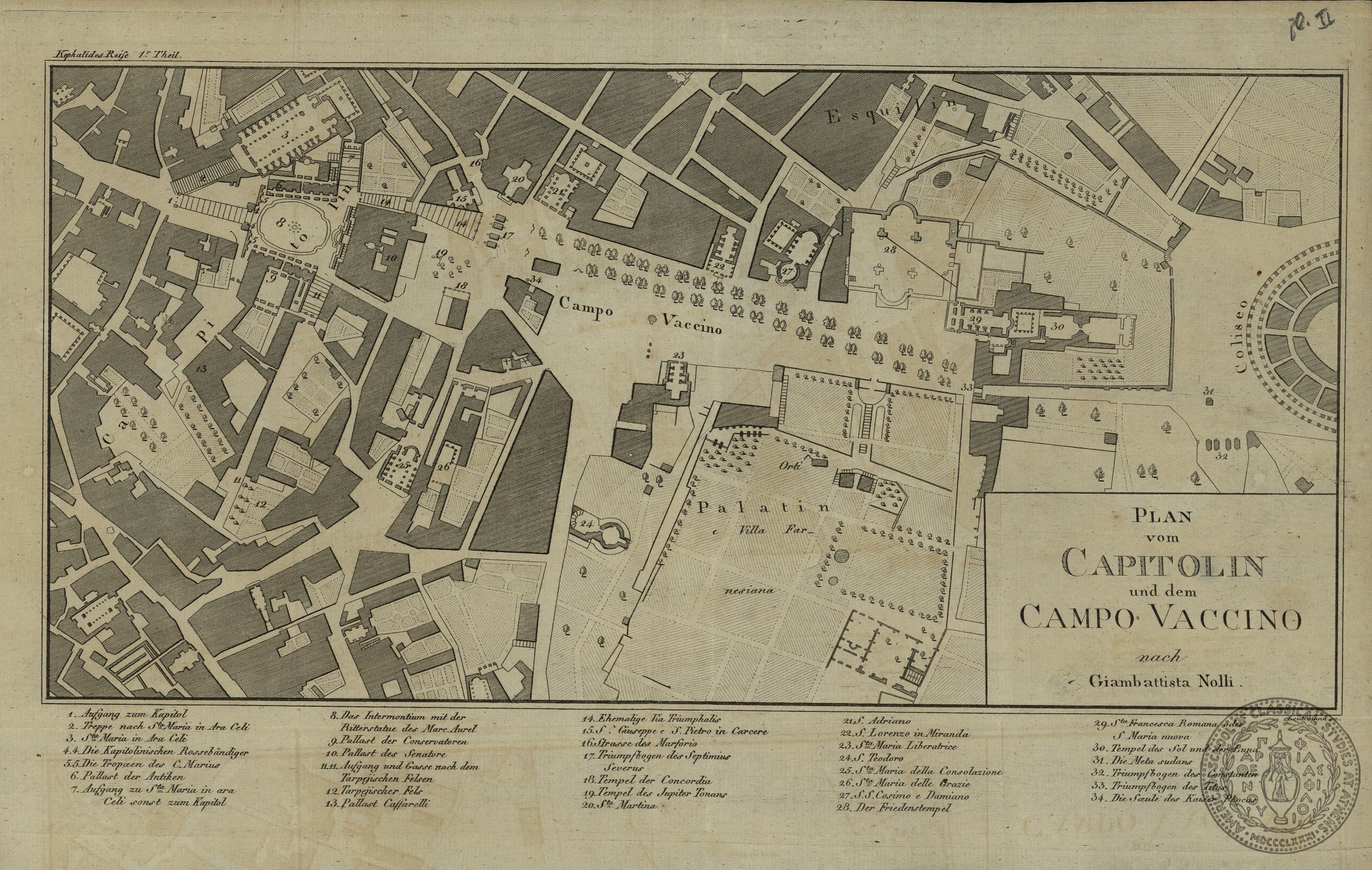 Plan vom Capitolin und dem Campo Vaccino nach Giambattista Nolli